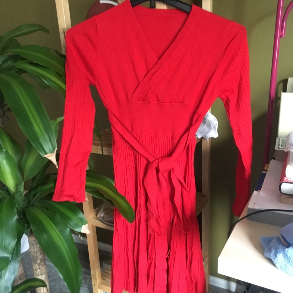 red sweater dress